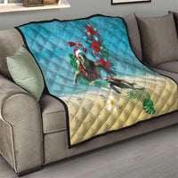 Hawaiian Mele Kalikimaka Quilt Tropical Xmas Turtles Red Poinsettia Watercolor - Polynesian Pride