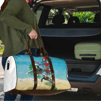 Hawaiian Mele Kalikimaka Travel Bag Tropical Xmas Turtles Red Poinsettia Watercolor - Polynesian Pride