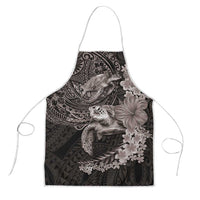 Hawaiian Plumeria and Hibiscus with Turtles Apron Polynesian Art Grayscale - Polynesian Pride