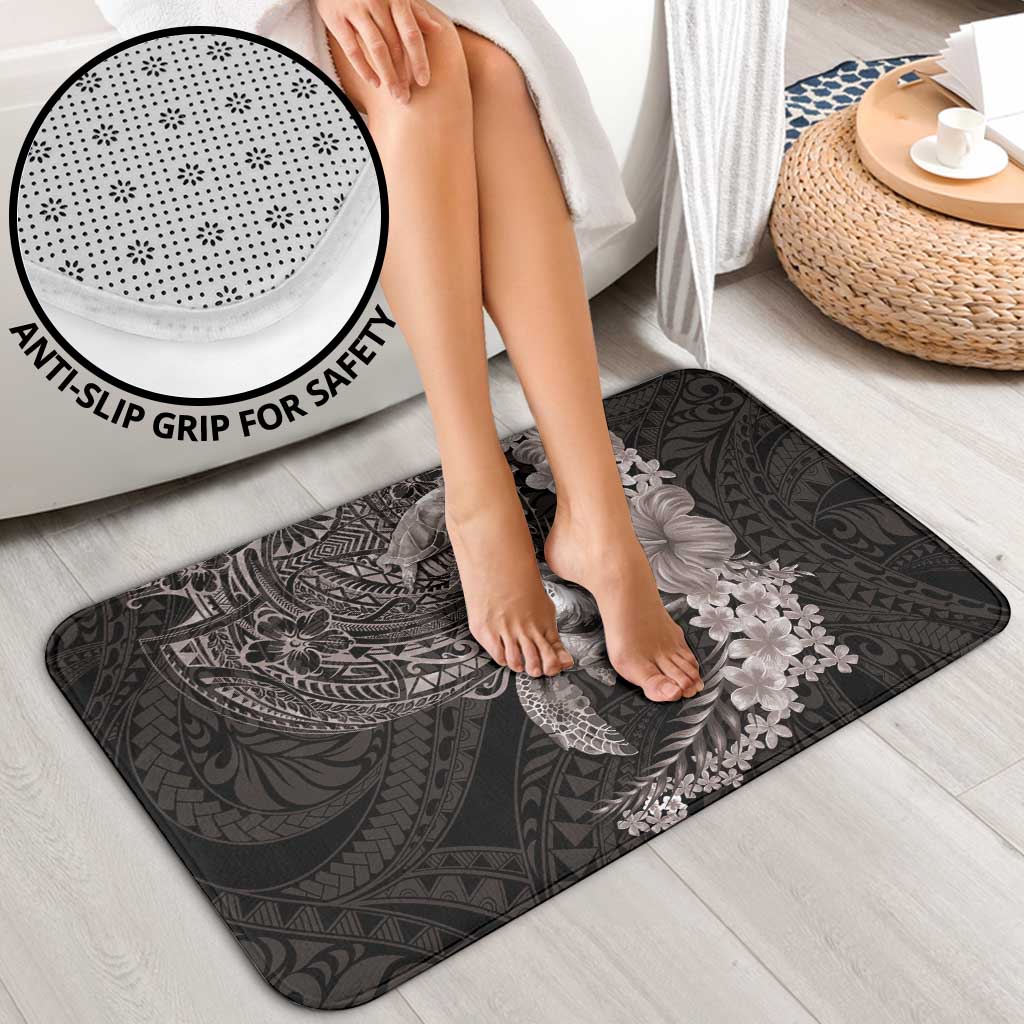 Hawaiian Plumeria and Hibiscus with Turtles Bathroom Set Polynesian Art Grayscale - Polynesian Pride