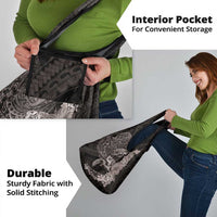 Hawaiian Plumeria and Hibiscus with Turtles Grocery Bag Polynesian Art Grayscale - Polynesian Pride