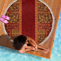Hawaii Style Hibiscus and Tribal Element Fabric Patchwork Beach Blanket LT03 - Polynesian Pride