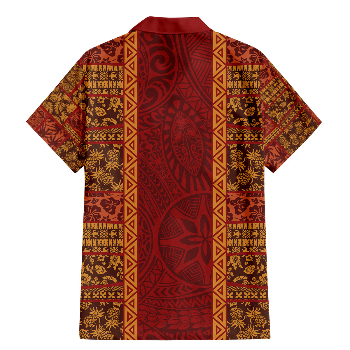 Hawaii Style Hibiscus and Tribal Element Fabric Patchwork Family Matching Mermaid Dress and Hawaiian Shirt LT03 - Polynesian Pride