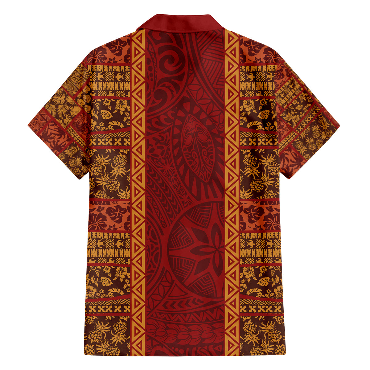 Hawaii Style Hibiscus and Tribal Element Fabric Patchwork Family Matching Puletasi Dress and Hawaiian Shirt LT03 - Polynesian Pride