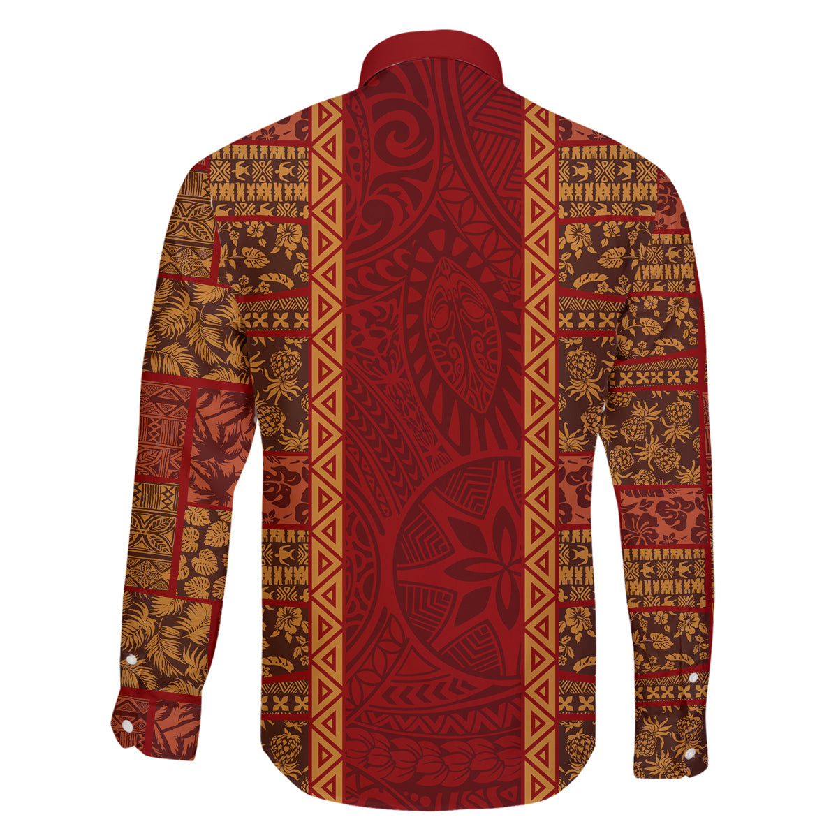 Hawaii Style Hibiscus and Tribal Element Fabric Patchwork Family Matching Tank Maxi Dress and Hawaiian Shirt LT03 - Polynesian Pride