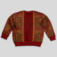 Hawaii Style Hibiscus and Tribal Element Fabric Patchwork Kid Ugly Christmas Sweater LT03 - Polynesian Pride