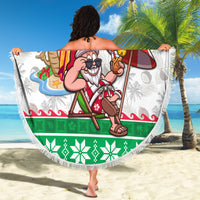 Hawaii Mele Kalikimaka Beach Blanket Aloha Santa and Palm Tree Mix Kakau Pattern LT03 - Polynesian Pride