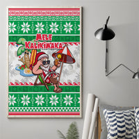 Hawaii Mele Kalikimaka Canvas Wall Art Aloha Santa and Palm Tree Mix Kakau Pattern LT03 - Polynesian Pride