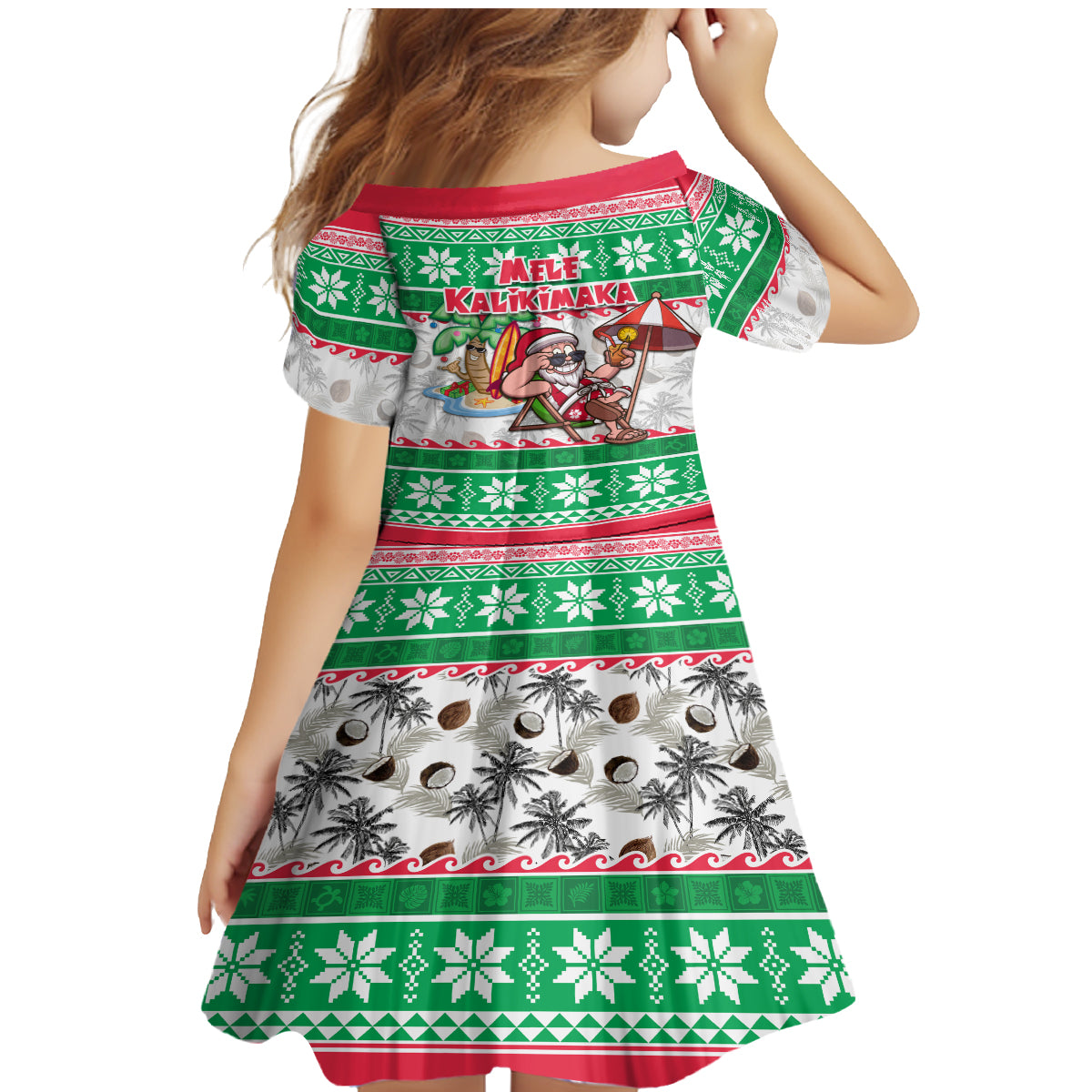 Hawaii Mele Kalikimaka Family Matching Mermaid Dress and Hawaiian Shirt Aloha Santa and Palm Tree Mix Kakau Pattern LT03 - Polynesian Pride