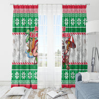 Hawaii Mele Kalikimaka Window Curtain Aloha Santa and Palm Tree Mix Kakau Pattern LT03 - Polynesian Pride