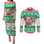 Custom Hawaii Mele Kalikimaka Couples Matching Puletasi Dress and Long Sleeve Button Shirt Aloha Santa and Palm Tree Mix Kakau Pattern LT03 Green - Polynesian Pride