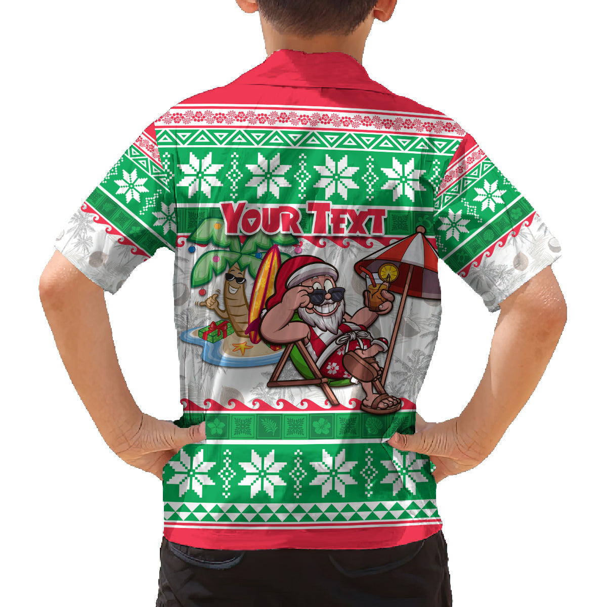 Custom Hawaii Mele Kalikimaka Family Matching Long Sleeve Bodycon Dress and Hawaiian Shirt Aloha Santa and Palm Tree Mix Kakau Pattern LT03 - Polynesian Pride