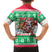 Custom Hawaii Mele Kalikimaka Family Matching Off Shoulder Short Dress and Hawaiian Shirt Aloha Santa and Palm Tree Mix Kakau Pattern LT03 - Polynesian Pride