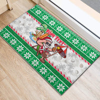 Custom Hawaii Mele Kalikimaka Rubber Doormat Aloha Santa and Palm Tree Mix Kakau Pattern LT03 - Polynesian Pride
