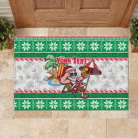 Custom Hawaii Mele Kalikimaka Rubber Doormat Aloha Santa and Palm Tree Mix Kakau Pattern LT03 - Polynesian Pride