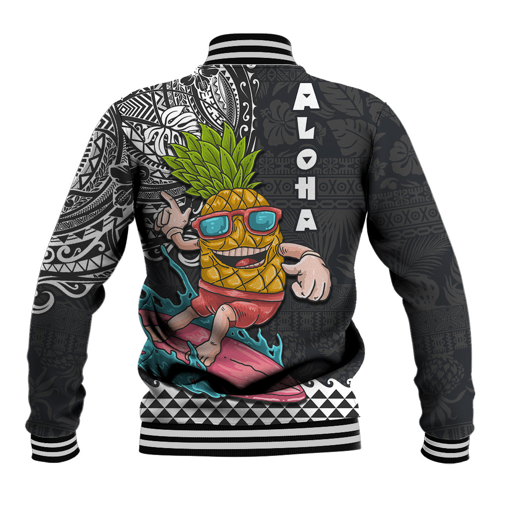 Hawaii Pineapple Surfing With Kakau Tribal Baseball Jacket LT03 - Polynesian Pride