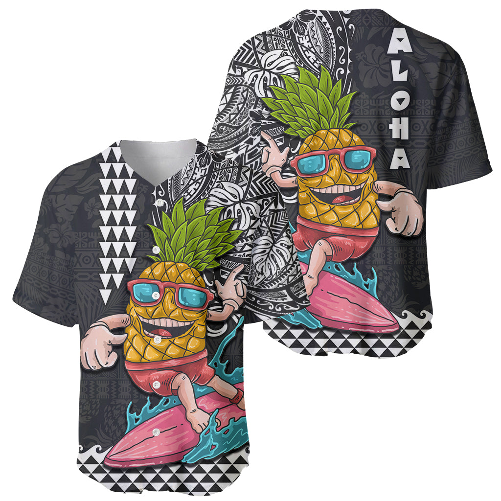 Hawaii Pineapple Surfing With Kakau Tribal Baseball Jersey LT03 - Polynesian Pride