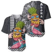 Hawaii Pineapple Surfing With Kakau Tribal Baseball Jersey LT03 - Polynesian Pride