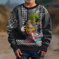Hawaii Pineapple Surfing With Kakau Tribal Kid Ugly Christmas Sweater LT03 - Polynesian Pride