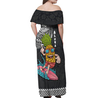 Hawaii Pineapple Surfing With Kakau Tribal Off Shoulder Maxi Dress LT03 - Polynesian Pride