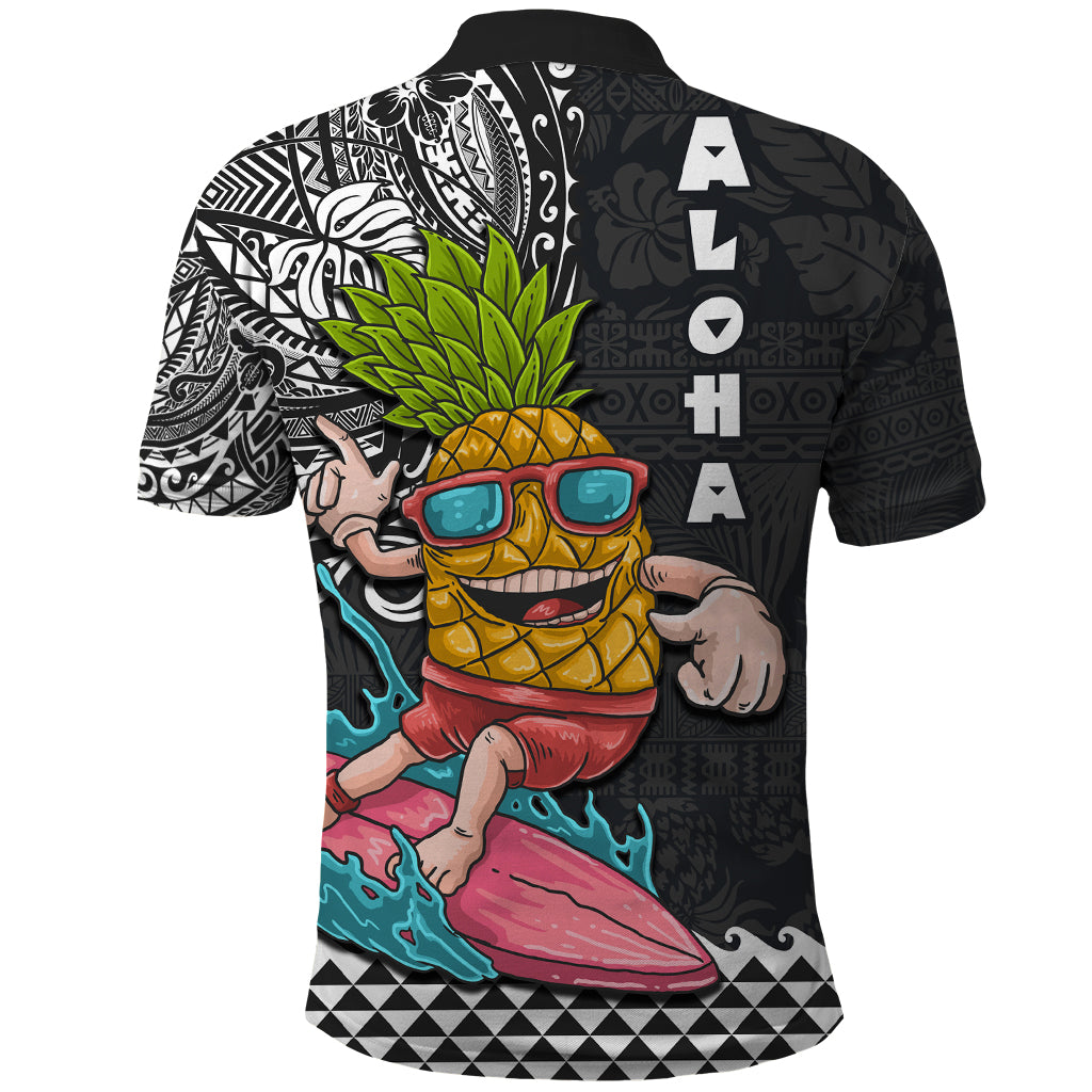 Hawaii Pineapple Surfing With Kakau Tribal Polo Shirt LT03 - Polynesian Pride