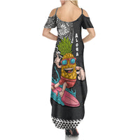 Hawaii Pineapple Surfing With Kakau Tribal Summer Maxi Dress LT03 - Polynesian Pride