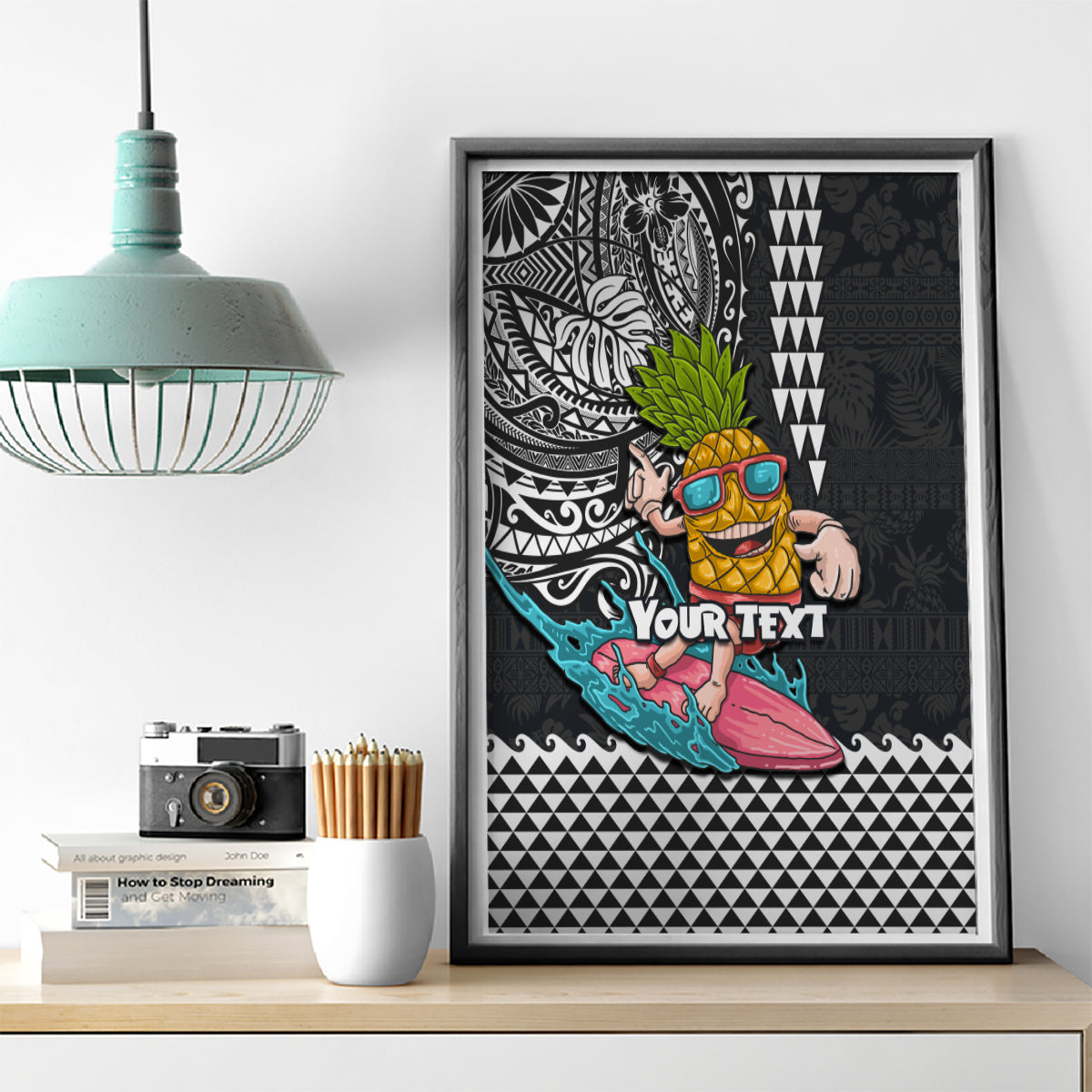 Hawaii Pineapple Surfing Kakau Tribal Personalised Canvas Wall Art LT03 - Polynesian Pride
