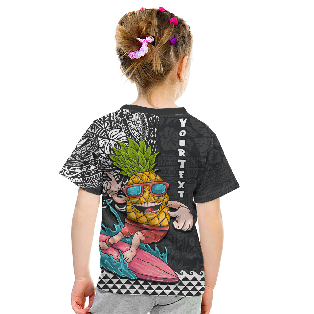 Hawaii Pineapple Surfing Kakau Tribal Personalised Kid T Shirt LT03 - Polynesian Pride