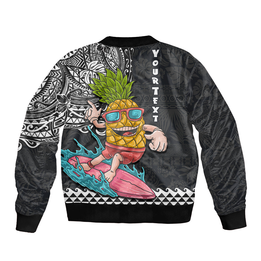 Hawaii Pineapple Surfing Kakau Tribal Personalised Sleeve Zip Bomber Jacket LT03 - Polynesian Pride