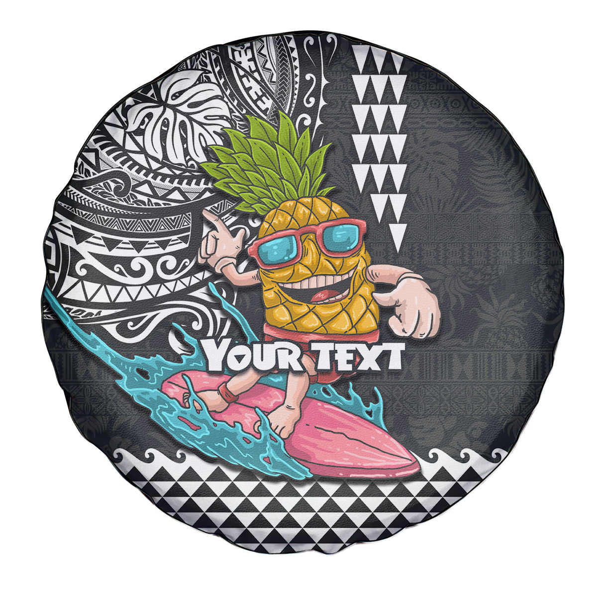 Hawaii Pineapple Surfing Kakau Tribal Personalised Spare Tire Cover LT03 - Polynesian Pride