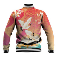 Hawaiian and Japanese Culture Together Baseball Jacket Kakau Art Tattoo with Cranes and Sakura Spring Vibe LT03 - Polynesian Pride