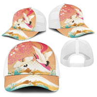 Hawaiian and Japanese Culture Together Baseball Net Cap Kakau Art Tattoo with Cranes and Sakura Spring Vibe LT03 - Polynesian Pride