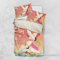 Hawaiian and Japanese Culture Together Bedding Set Kakau Art Tattoo with Cranes and Sakura Spring Vibe LT03 US Twin 172cm x 218cm Multicolor - Polynesian Pride