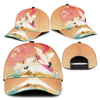 Hawaiian and Japanese Culture Together Classic Cap Kakau Art Tattoo with Cranes and Sakura Spring Vibe LT03 - Polynesian Pride
