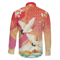 Hawaiian and Japanese Culture Together Family Matching Puletasi and Hawaiian Shirt Kakau Art Tattoo with Cranes and Sakura Spring Vibe LT03 - Polynesian Pride