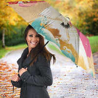 Hawaiian and Japanese Culture Together Umbrella Kakau Art Tattoo with Cranes and Sakura Spring Vibe LT03 - Polynesian Pride