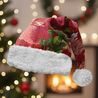 Hawaiian and Japanese Culture Together Christmas Santa Hat Red Ohia Lehua Plumeria and Sakura Blooming - Polynesian Pride