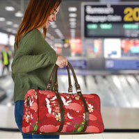 Hawaiian and Japanese Culture Together Travel Bag Red Ohia Lehua Plumeria and Sakura Blooming - Polynesian Pride
