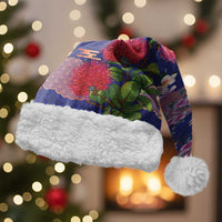 Hawaiian and Japanese Culture Together Christmas Santa Hat Blue Ohia Lehua Plumeria and Sakura Blooming - Polynesian Pride