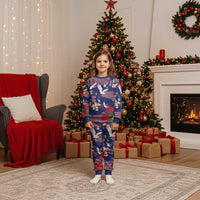 Hawaiian and Japanese Culture Together Christmas Pajama Set Blue Ohia Lehua Plumeria and Sakura Blooming - Polynesian Pride