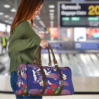 Hawaiian and Japanese Culture Together Travel Bag Blue Ohia Lehua Plumeria and Sakura Blooming - Polynesian Pride