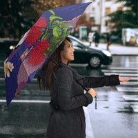 Hawaiian and Japanese Culture Together Umbrella Blue Ohia Lehua Plumeria and Sakura Blooming LT03 - Polynesian Pride