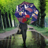 Hawaiian and Japanese Culture Together Umbrella Blue Ohia Lehua Plumeria and Sakura Blooming LT03 - Polynesian Pride