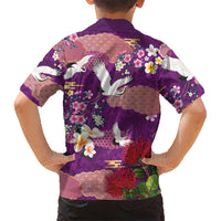 Hawaiian and Japanese Culture Together Hawaiian Shirt Purple Ohia Lehua Plumeria and Sakura Blooming LT03 - Polynesian Pride