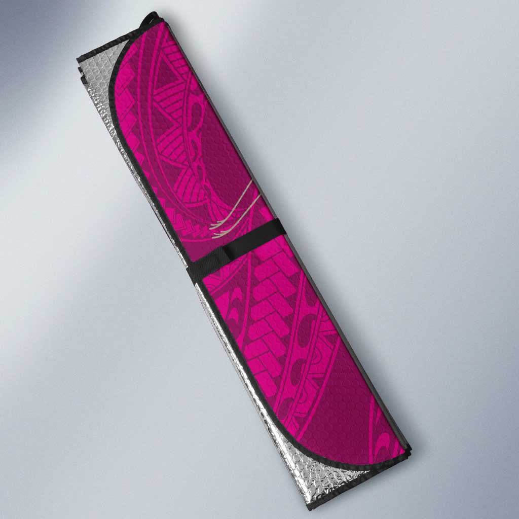 Hawaiian and Japanese Culture Together Auto Sun Shade Pink Ohia Lehua Plumeria and Sakura Blooming - Polynesian Pride