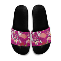 Hawaiian and Japanese Culture Together Slide Sandals Pink Ohia Lehua Plumeria and Sakura Blooming LT03 Pink - Polynesian Pride
