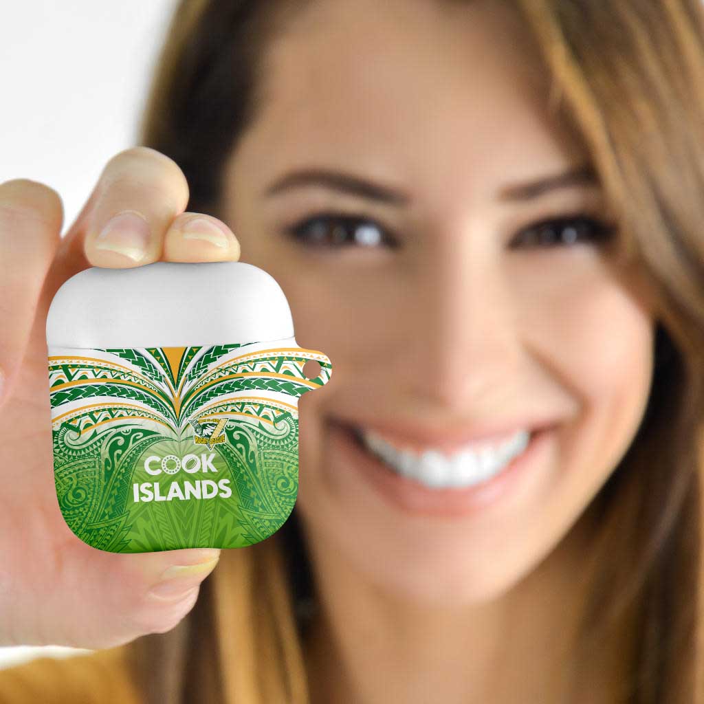 Cook Islands Rugby League AirPods Case Tatau Tribal Motifs-Light Green Color LT03 - Polynesian Pride