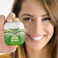 Cook Islands Rugby League AirPods Case Tatau Tribal Motifs-Light Green Color LT03 - Polynesian Pride
