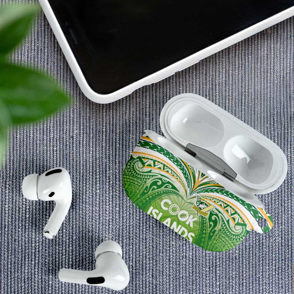 Cook Islands Rugby League AirPods Case Tatau Tribal Motifs-Light Green Color LT03 - Polynesian Pride