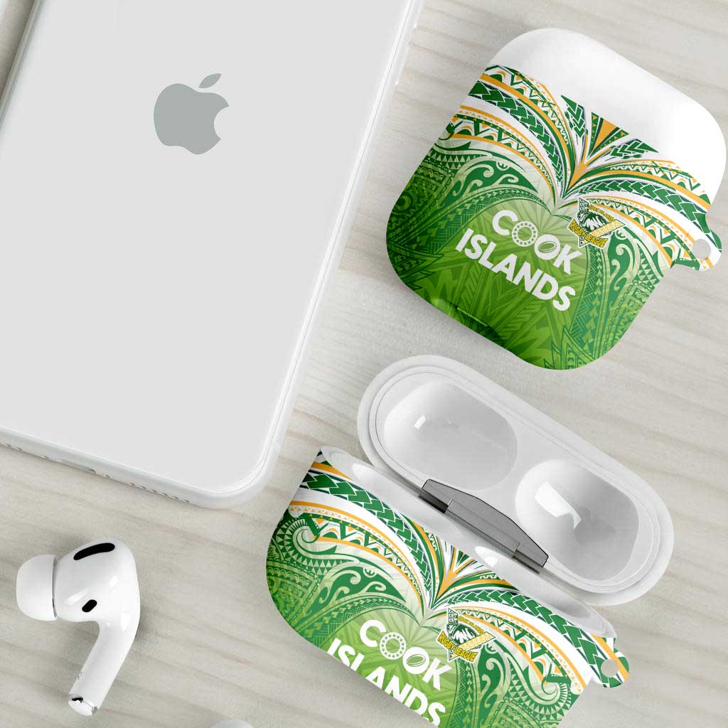 Cook Islands Rugby League AirPods Case Tatau Tribal Motifs-Light Green Color LT03 - Polynesian Pride